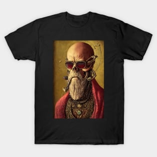 Surreal renaissance skull god with sunglasses T-Shirt